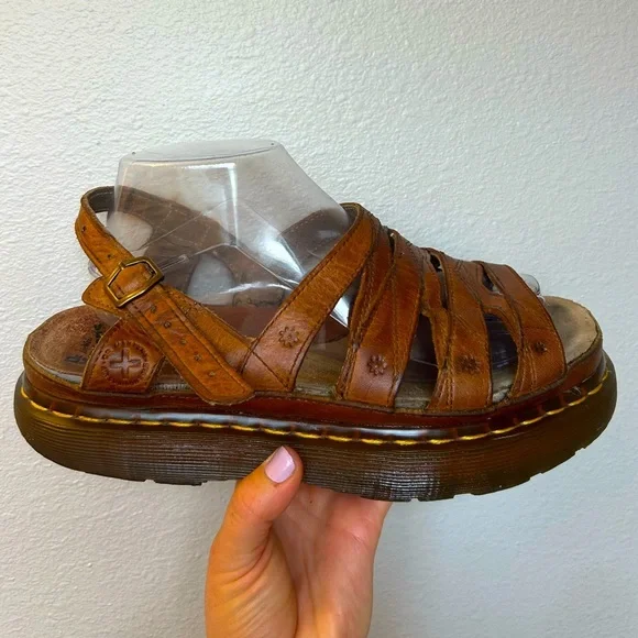 Vintage Dr. Martens Daisy Brown Leather Fisherman Sandals Chunky Women’s SZ 10 - Picture 4 of 17